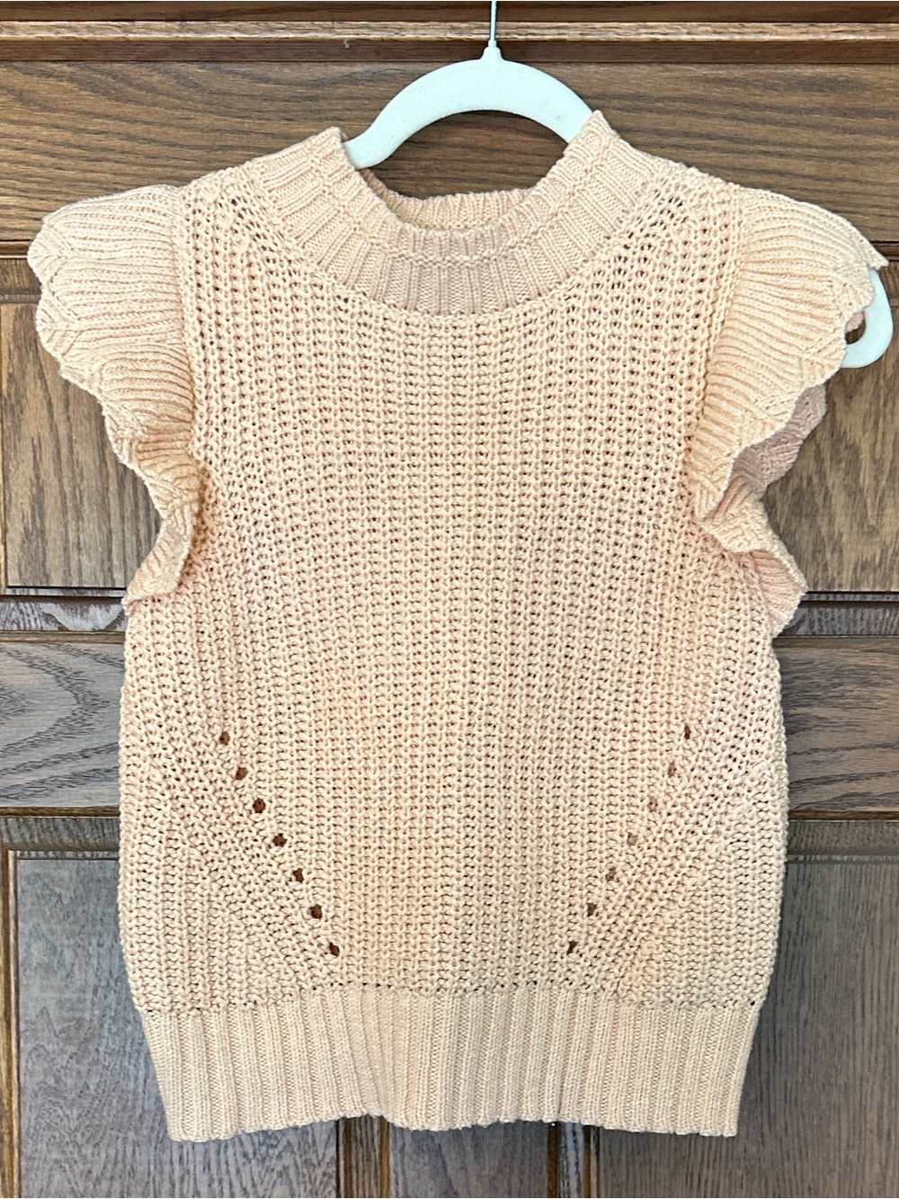 Peach Knit Flutter Sleeve Top  small